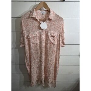 Lost + Wander The Seascape Cover Up Dress XS/S Floral Summer Dress Peach White